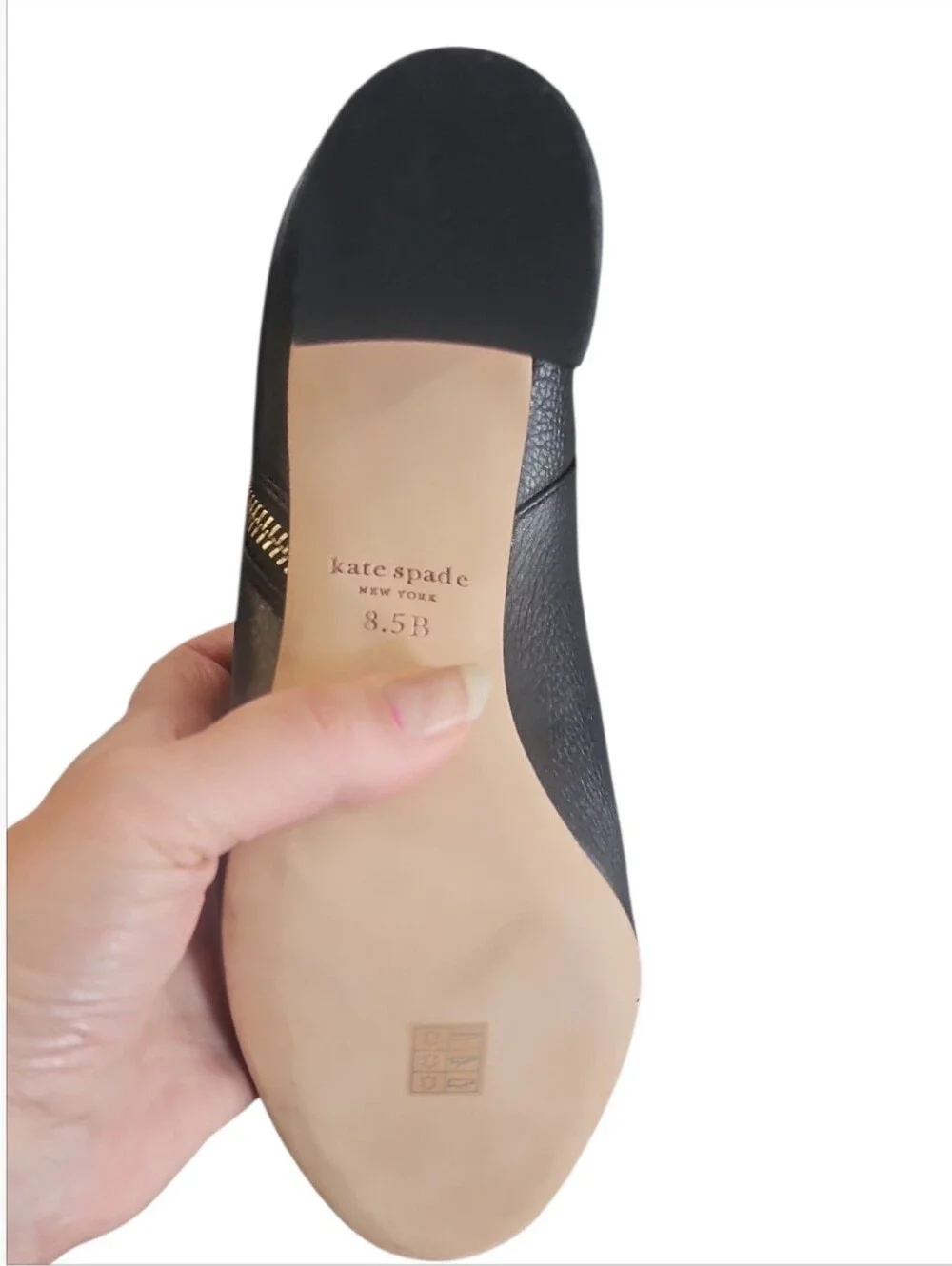 Kate Spade New York Knott Zip Black Leather Block Heel Ankle Booties Size 8.5